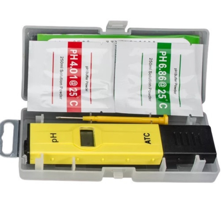 Tester PH, Digital, LCD pentru testarea calitatii apei + Solutii calibrare