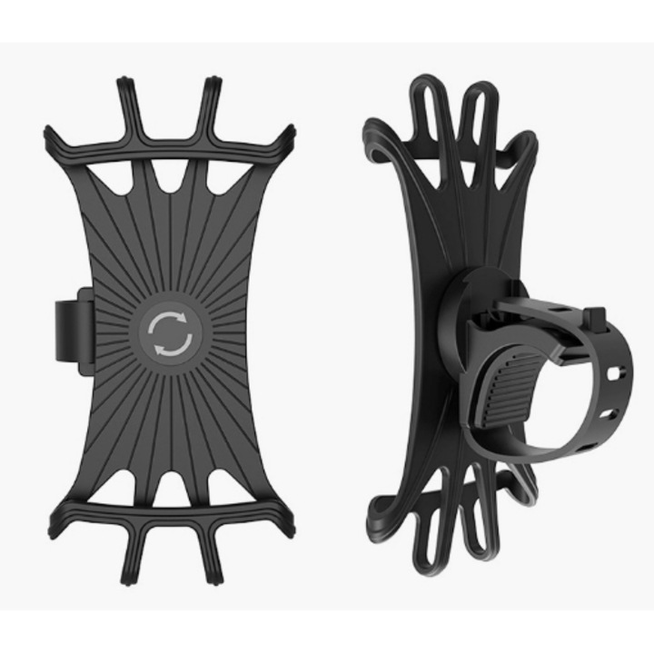 Univerzális telefontartó, Szilikon, Ütésálló, Fekete