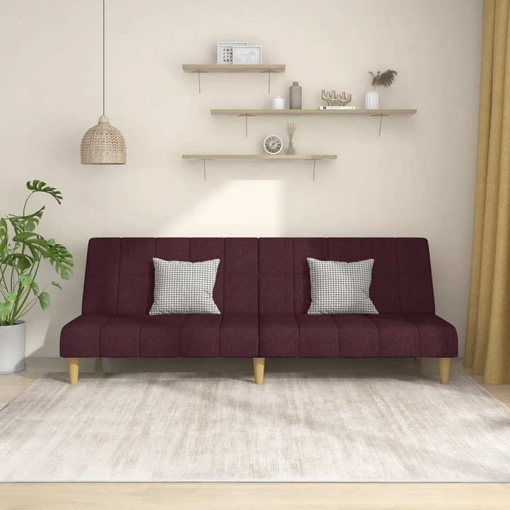 Canapea extensibila cu 2 locuri, violet, textil, Click-Clack,200 x 84,5 x 69 cm |75342