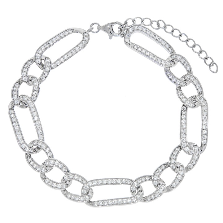 Bratara Argint Model Figaro cu Zirconii