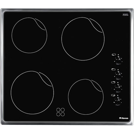 Plita vitroceramica Hansa BHCI65123030, 4 Zone gatit, Rama inox, Sticla neagra
