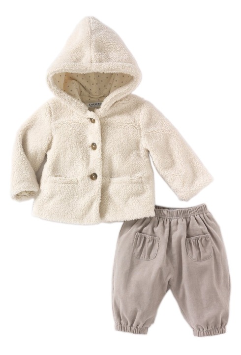 Set haina cu gluga si pantaloni Cocoon, ecru / gri / 60 cm, 3M