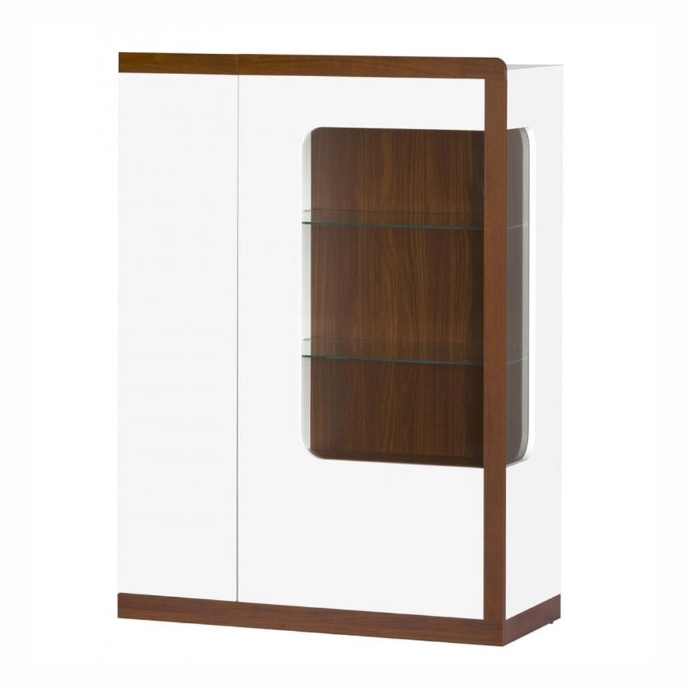 Vitrina Malta 11, Alb / Nuc / Alb Lucios, 139 x 100 x 42 cm