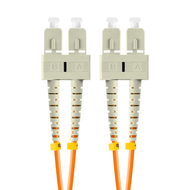 Cablu retea fibra optica cu lungime 2 m si conectori SC/UPC-SC/UPC, Lanberg Z43324, MM, DUPLEX 3.0MM OM2 50/125 LSZH, portocaliu Portocaliu 2 m