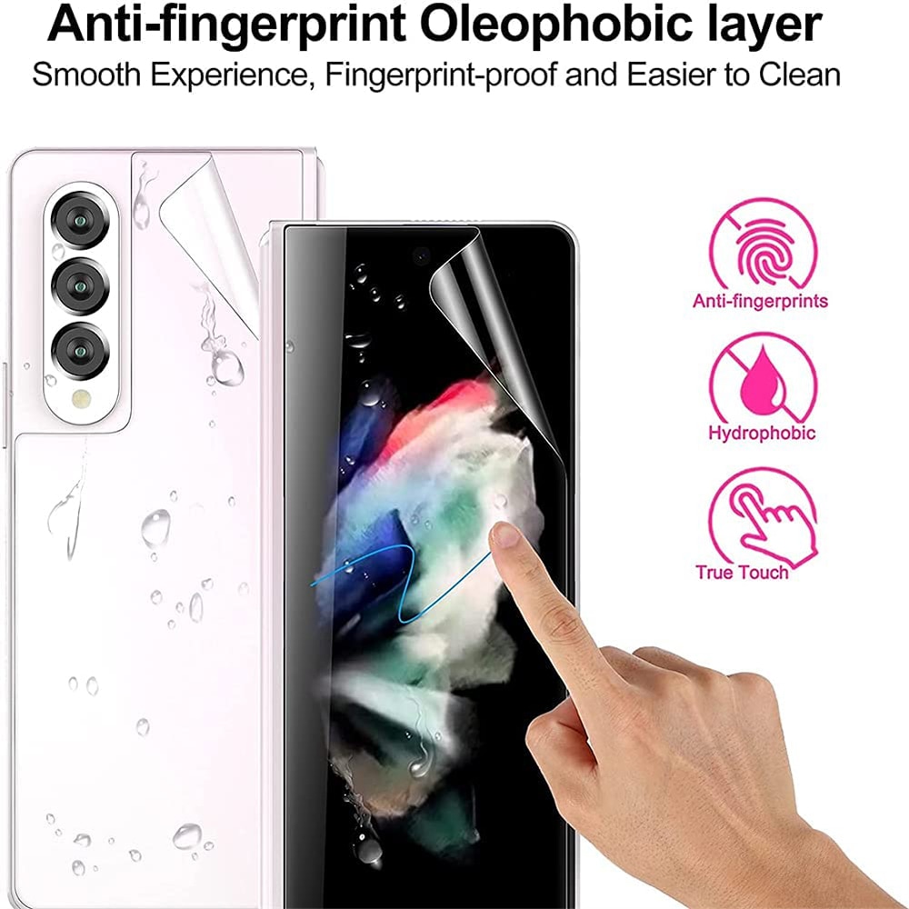 Folie de protectie G-Tech Hydro compatibila cu Samsung Galaxy Z Fold 4, 360 grade, Flexibila, 3 in 1, Hidrogel si Tpu, Transparenta