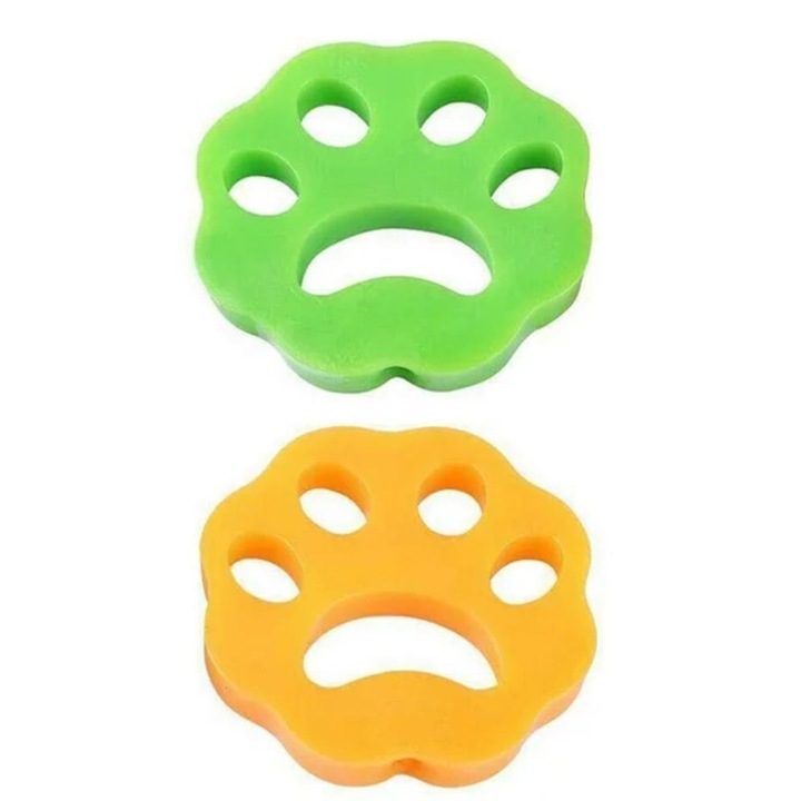 Set 2 perii pentru masina de spalat, aduna scame, par de pisica si de caini, JustZEN, Portocaliu/Verde