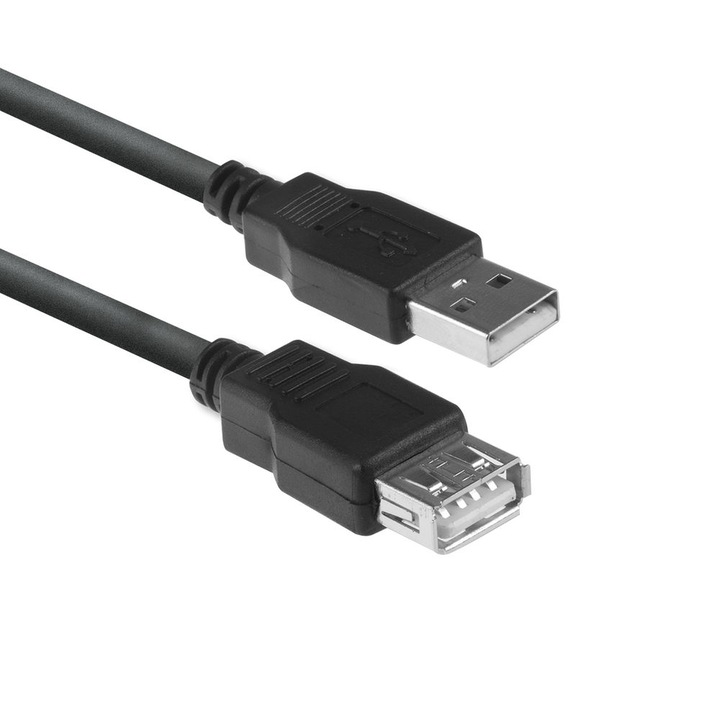 ACT AC3040 USB 2.0 hosszabbító kábel, USB-A apa - USB-A anya, 1,8m, fekete