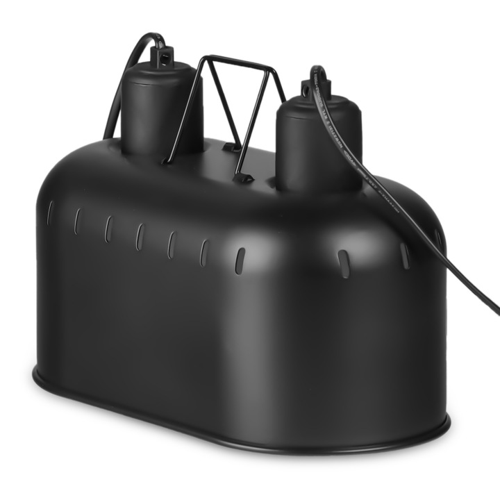 Lampa dubla pentru terariu, Resun, 28 x 14 x 20 cm, Negru