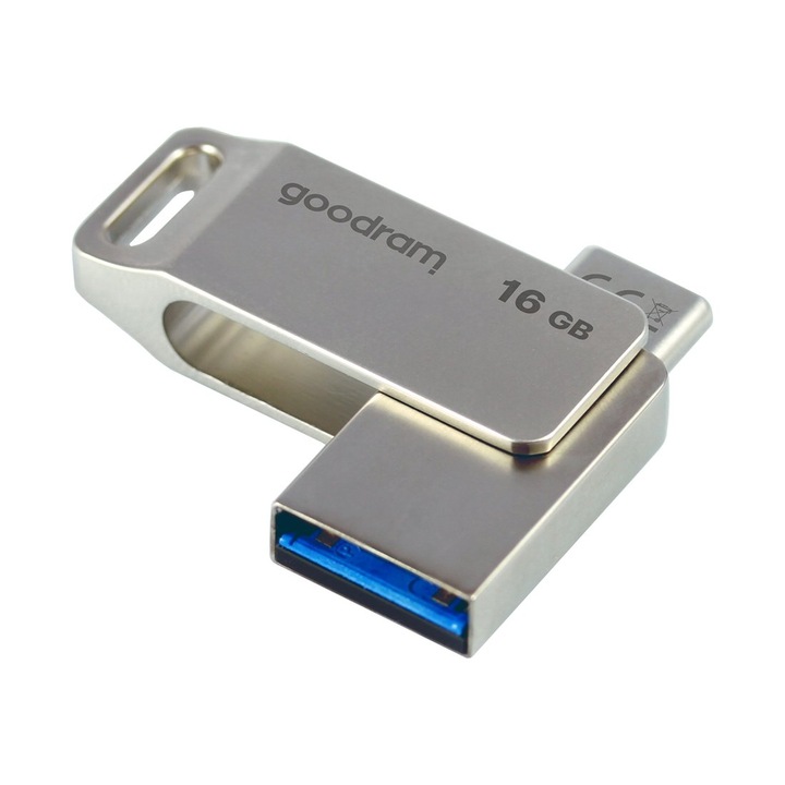 USB-C és USB 3.2 memóriakártya, 16 GB, fém, ezüst