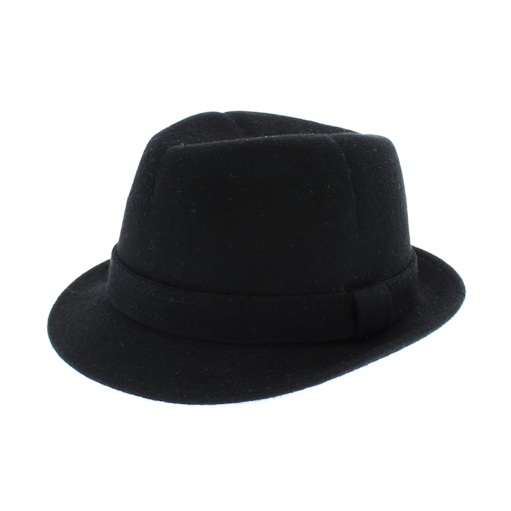 Мъжка шапка, изработена от 100% вълна, Dasteli, черна с текстилна лента