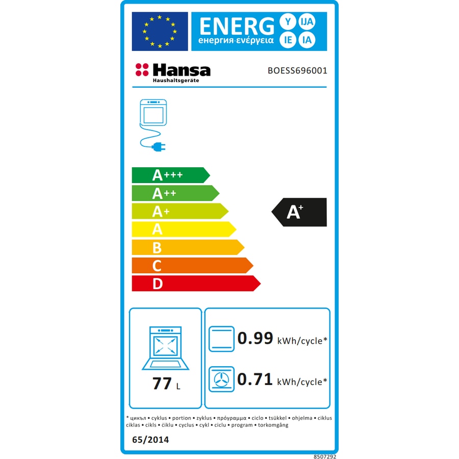 Фурна за вграждане Hansa Fine BOESS696001, 77 л, 11 програми, клас А ...