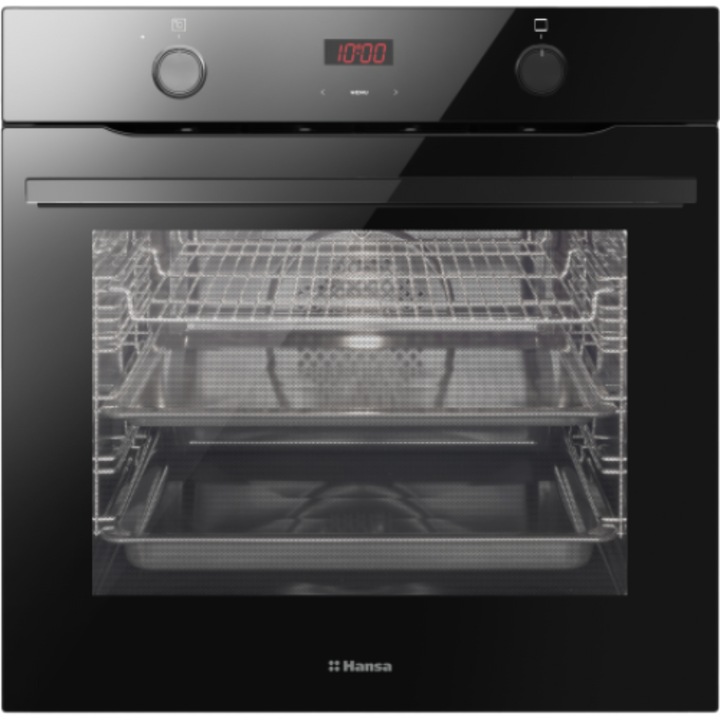 Beépíthető sütő Hansa X-Type BOES684620 Class A, 77L, gőztisztítás Email könnyen takarítható, 9 program, Fekete