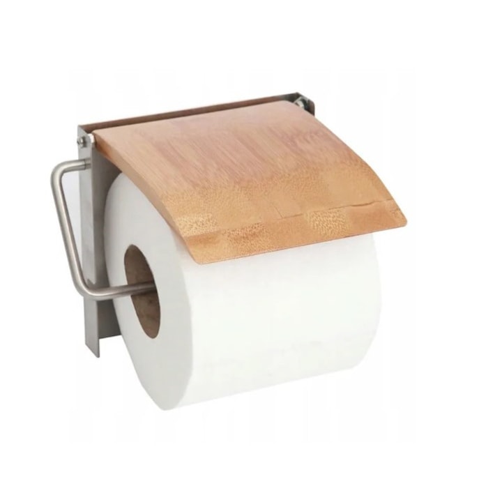 Suport hartie igienica Rea Bamboo 390227, Crom
