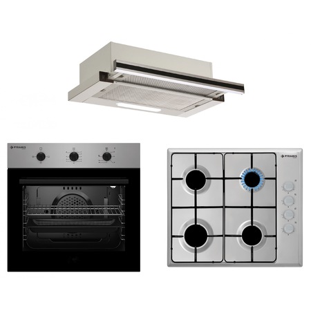 Pachet Pyramis SMARTLINE BASIC Ecoline Glass, cuptor electric 3 functii, plita cu gaz si hota telescopica