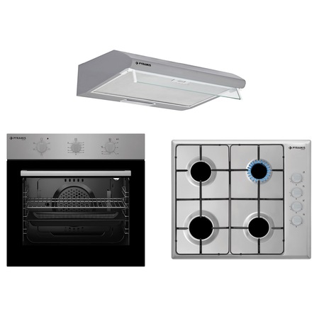 Pachet Pyramis SMARTLINE STYLE Standard, cuptor electric 5 functii, plita cu gaz si hota traditionala