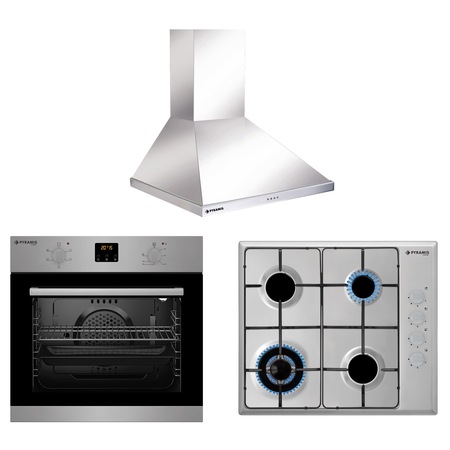 Pachet Pyramis SMARTLINE COMFORT NNSU, cuptor electric digital 5 functii, plita cu gaz, arzator wok si hota decorativa