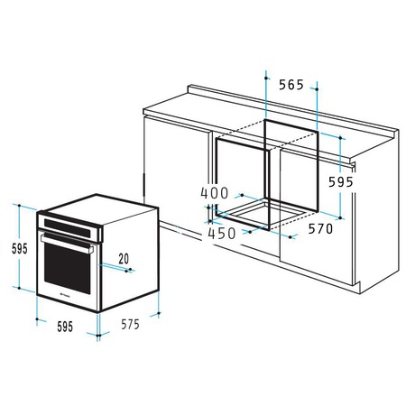 Pachet Pyramis BAS65 Eco BAZX Decor elegant, cuptor electric 5 functii, plita cu gaz si hota decorativa