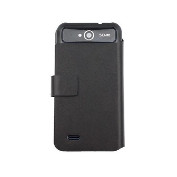 Husa Book Doormoon din piele naturala pentru ZTE V967S, Negru Husa Book Doormoon din piele naturala pentru ZTE V967S, Negru