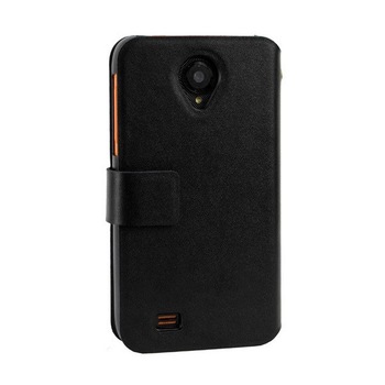 Husa Book Doormoon din piele naturala pentru Lenovo S750, Negru Husa Book Doormoon din piele naturala pentru Lenovo S750, Negru