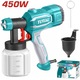 Pistol de vopsit Total TT3506, 450 W, 800 ml capacitate rezervor, 0.1-0.2 bar presiune, 350 ml/min debit maxim, 50 din/sec vascozitate