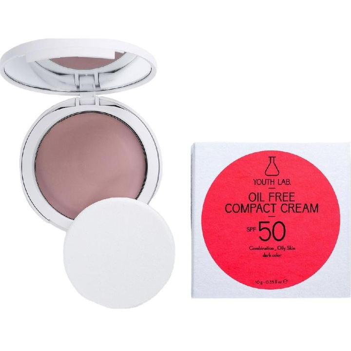 Youth Lab olajmentes kompakt fényvédő krém, SPF 50, Sötét alátónus, Vegyes és zsíros bőrre, 10 g