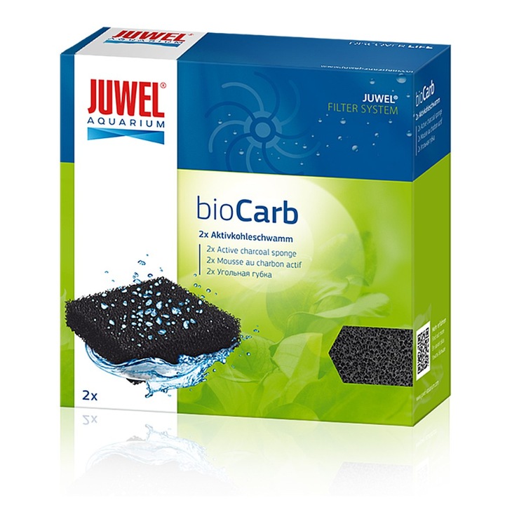 Set 2 bureti de carbon pentru acvariu, Juwel, 9.5 x 9.5 x 2.5 cm, Negru