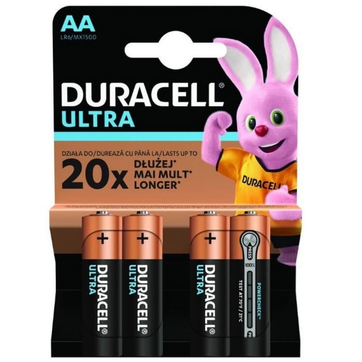 Комплект Duracell Ultra Power LR6, AA батерии, 4 броя