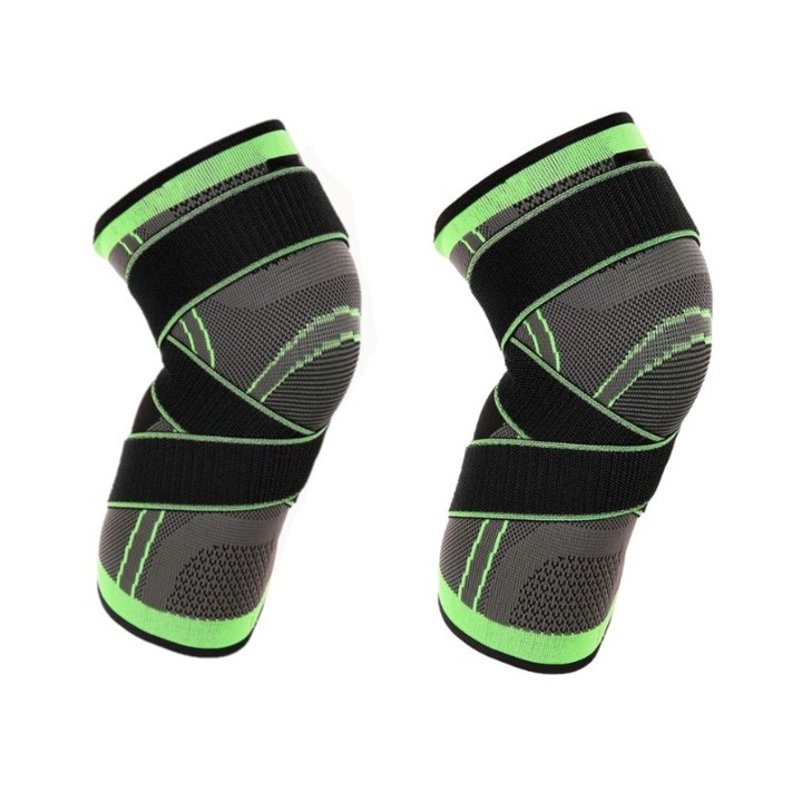 Set 2 Genunchiere elastice ajustabile cu bretele elastice, bandaj pentru genunchi cu compresie Aden Depo