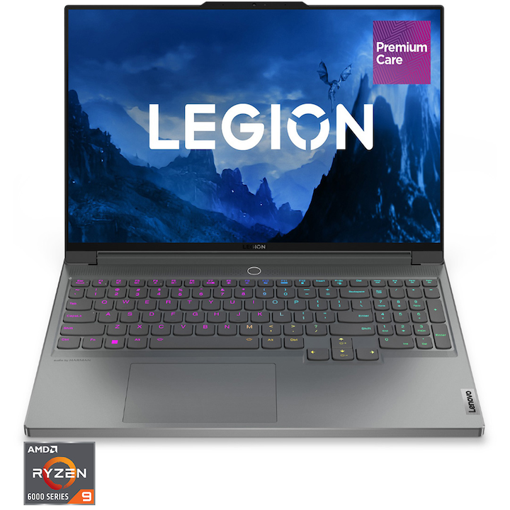 Lenovo Legion 7 16ARHA7 Gaming Laptop AMD Ryzen 9 6900HX processzorral akár 4,90 GHz-ig, 16", WQXGA, IPS, 165 Hz, 32 GB, 1 TB SSD, AMD Radeon RX 6850M XT 12 GB, OS nélkül, Storm Grey, 3 év helyszíni Premium Care