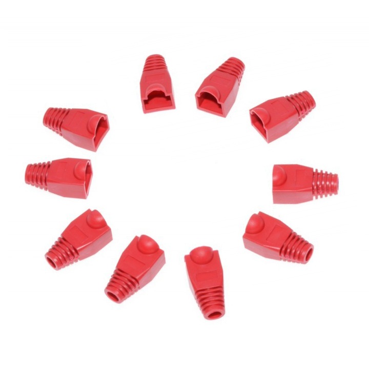 Set 10 protectii pentru conector UTP RJ45 elSales ELS-PMUA, material plastic, rosu
