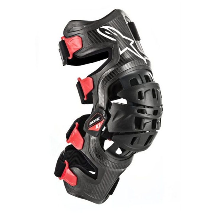 Orteza genunchi dreapta cross/enduro Alpinestars MX Bionic Carbon, negru/rosu, marime L