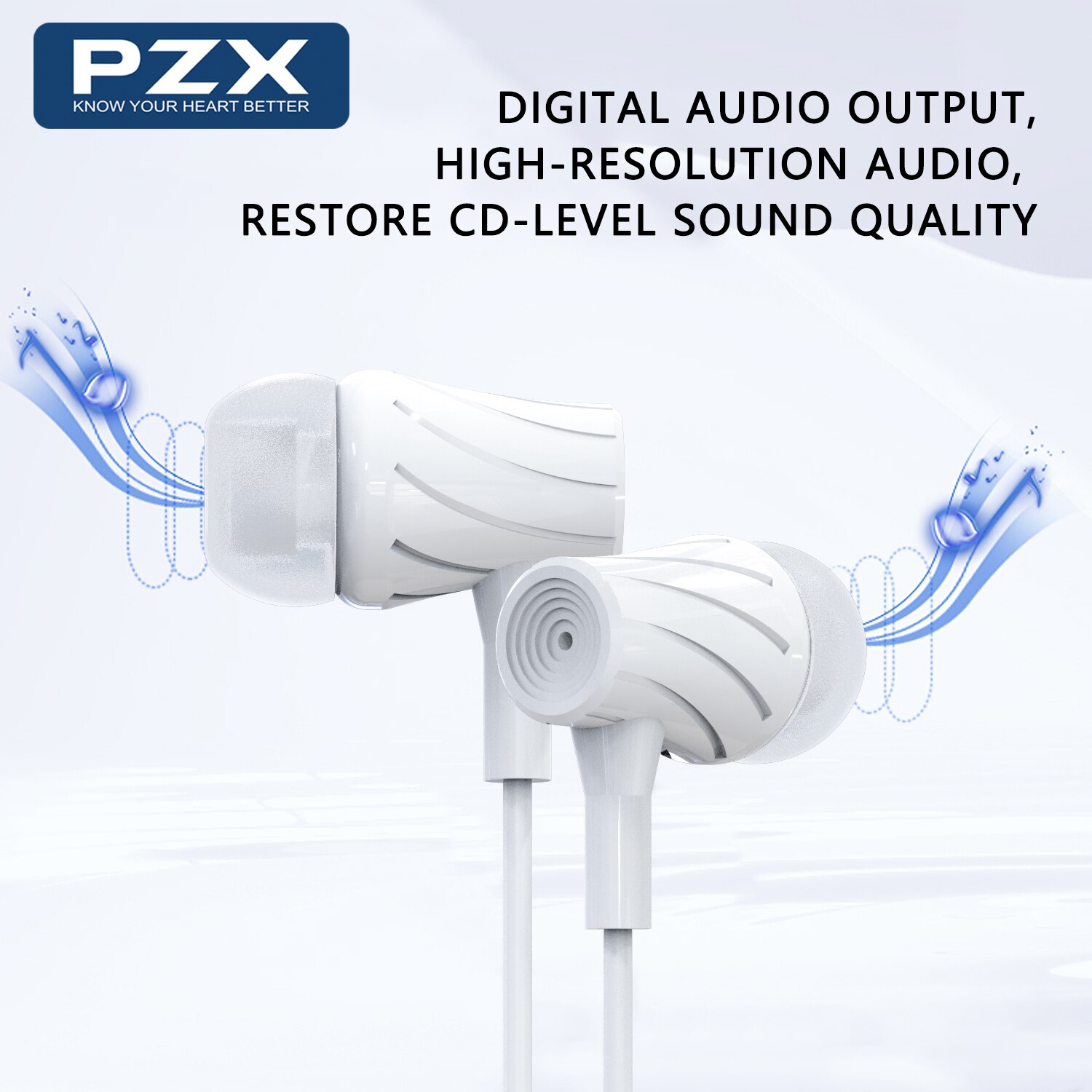 Casti cu microfon, PZX, 1550, 3.5 mm, Alb