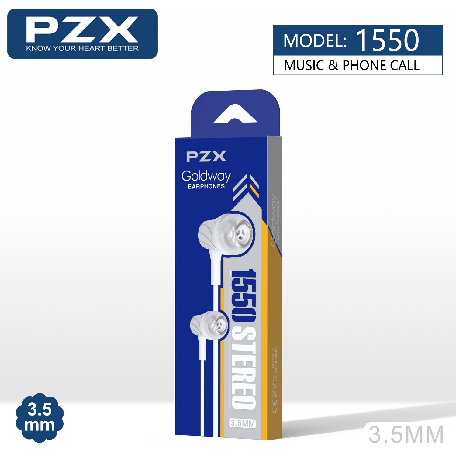 Casti cu microfon, PZX, 1550, 3.5 mm, Alb