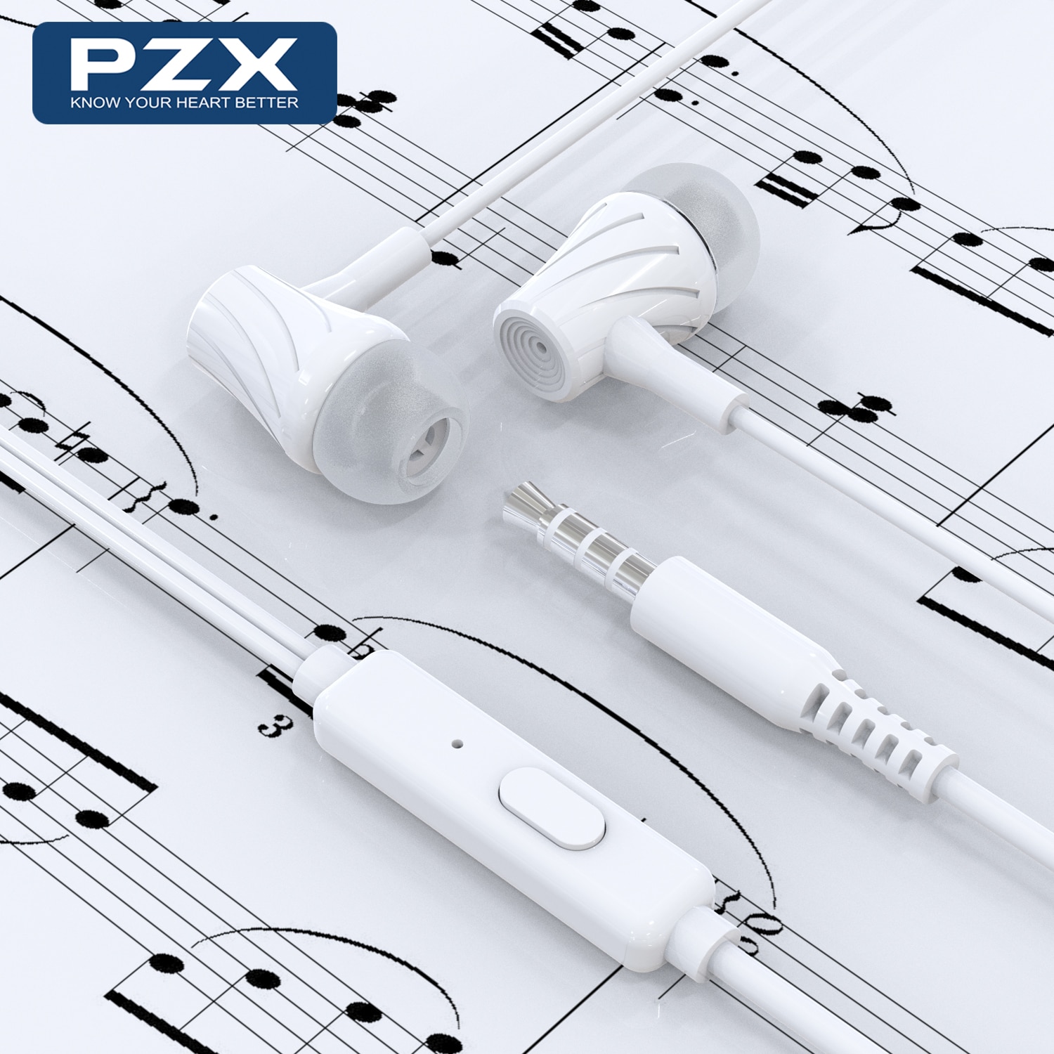 Casti cu microfon, PZX, 1550, 3.5 mm, Alb
