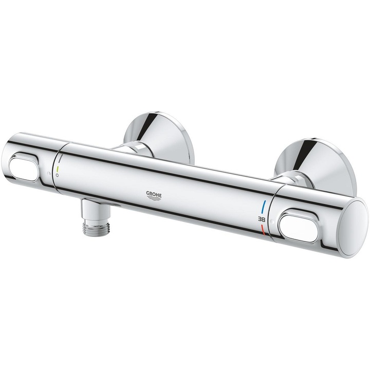 Термостатен смесител за душ, Grohe, Precision Flow, Функция Safety Stop (38°C), Стенен, Сребрист