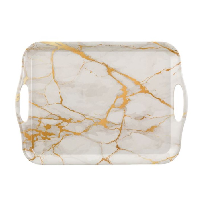Tava servire Kopenpal, imprimeu cu aspect de marmura, Plastic, 35x25x2 cm