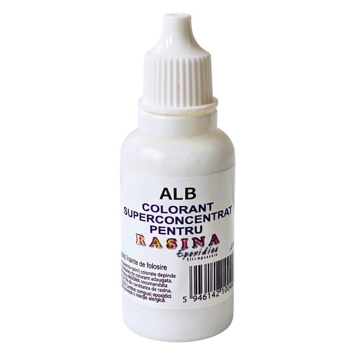 Colorant superconcentrat Alb 20ml pentru rasina epoxidica, art line DEVE, pigment lichid