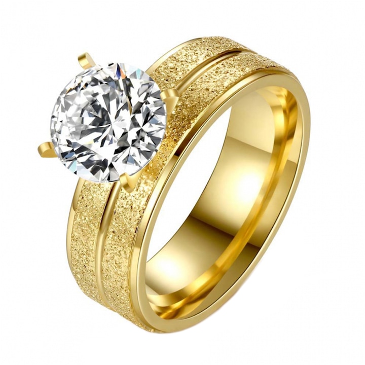 OEM női gyűrű, rozsdamentes acél, 18k arannyal bevonva, 9-es méret