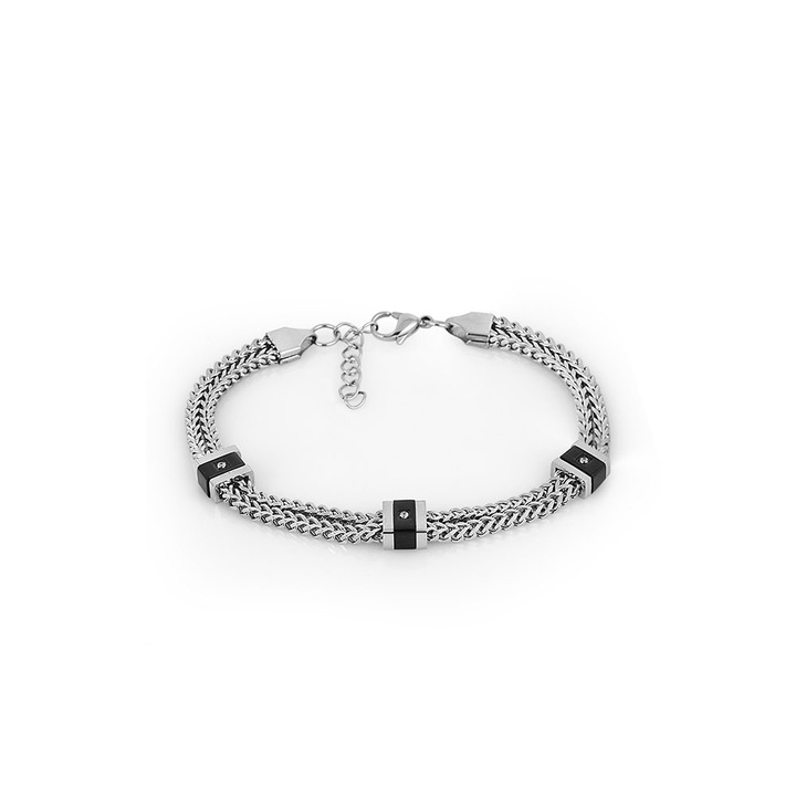 Santa Barbara Polo ezüst színű rozsdamentes acél férfi karkötő, SBJ.6.2005-1