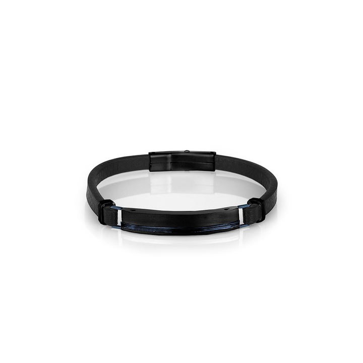 Santa Barbara Polo fekete bőr és rozsdamentes acél férfi karkötő, SBJ.6.2017-3