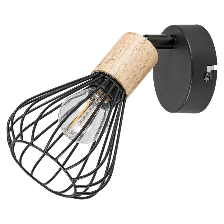 Aplica Rabalux Farfalle 3147, E14, 1xMAX25W, IP20, 10x16cm, Metal/Lemn, Negru