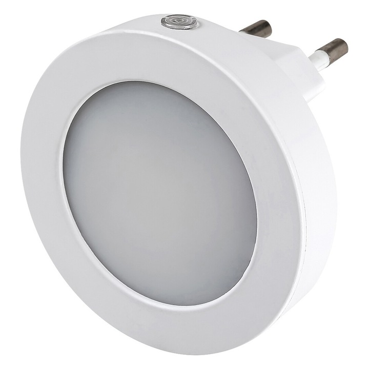 Lampa LED de veghe Rabalux Pumpkin 2282, cu senzor de lumina, 0.5W, 5 lm, lumina calda (3000K), IP20, 6.5 cm, Alb