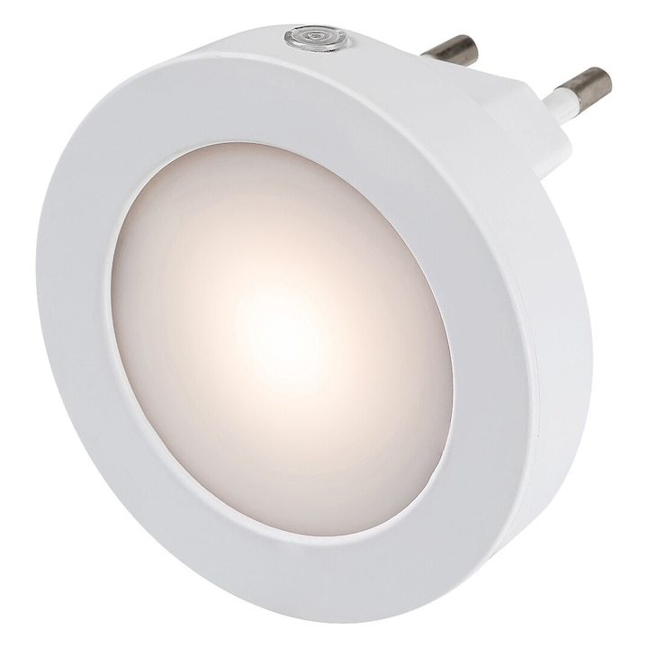 Lampa LED de veghe Rabalux Pumpkin 2282, cu senzor de lumina, 0.5W, 5 lm, lumina calda (3000K), IP20, 6.5 cm, Alb