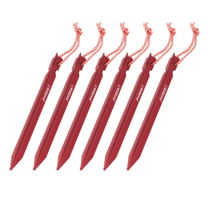 Set 6 cuie pentru cort Robens Y-Stake, Aluminiu, 18 cm, 14 g, Rosu