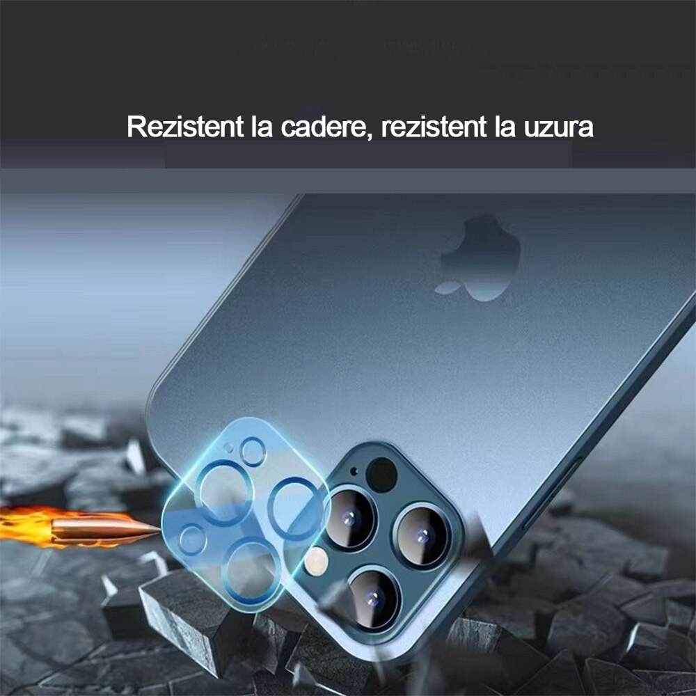 Folie protectie camera, SIHOiSi, Sticla securizata, Compatibila cu iPhone 14 Pro Max, Negru