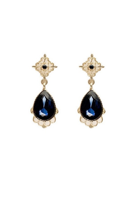 Cercei tip stud Ecarla, atarnati, cristale, 3,5 cm x 1,3 cm