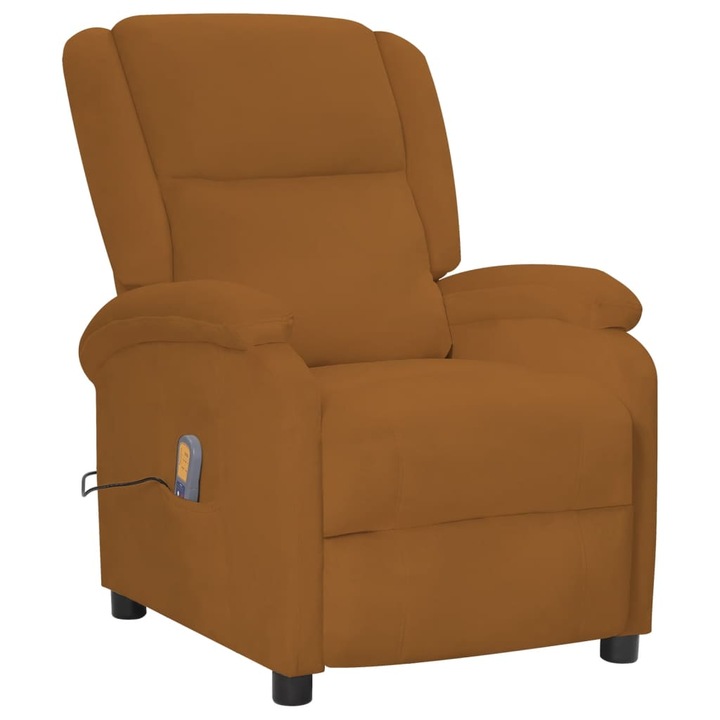 Електрически масажен стол vidaXL, кафяв, кадифе, 23.6 Kg, 70 x 93 x 98 см