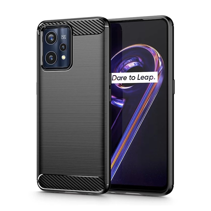 Силиконов калъф за Realme 9 Pro, TPU Ultra Protect Slim Anti-Shock, Carbon Fiber, черен