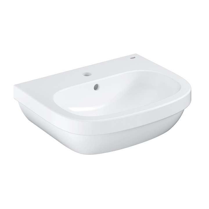 Lavoar Grohe Euro 3933600H montare perete, preaplin, 550 x 450 mm, anti bacterian, anti aderent, alb