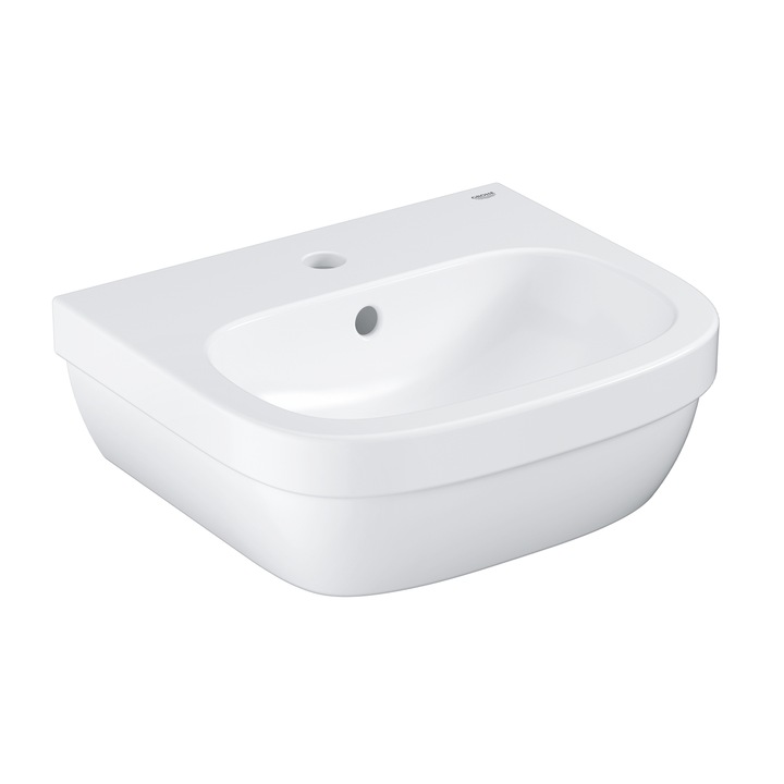 Lavoar Grohe 3932400H, Montat pe perete, 1 orificiu pentru robinet, preaplin, 450x396mm, ceramica, alb alpin
